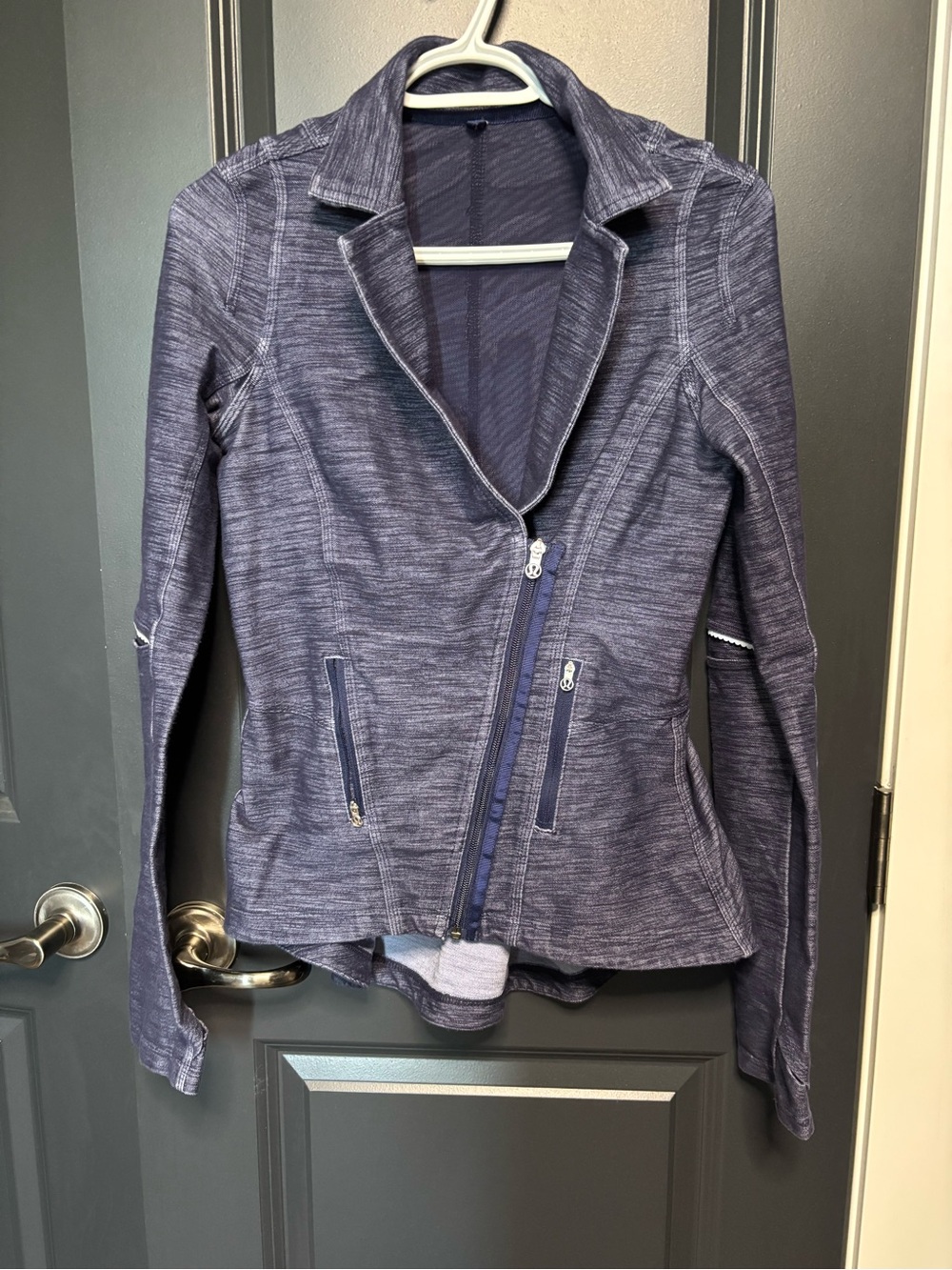 lululemon athletica Heathered Navy Asymmetrical Zip Moto Jacket